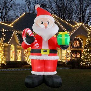 ⚡10FT Christmas Inflatables Giant Santa Claus with Candy Cane Outdoor Decoration